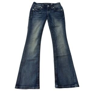 Y2K Miss Me Signature Bootcut Embellished Jeans Dark Wash Woman's Size 25